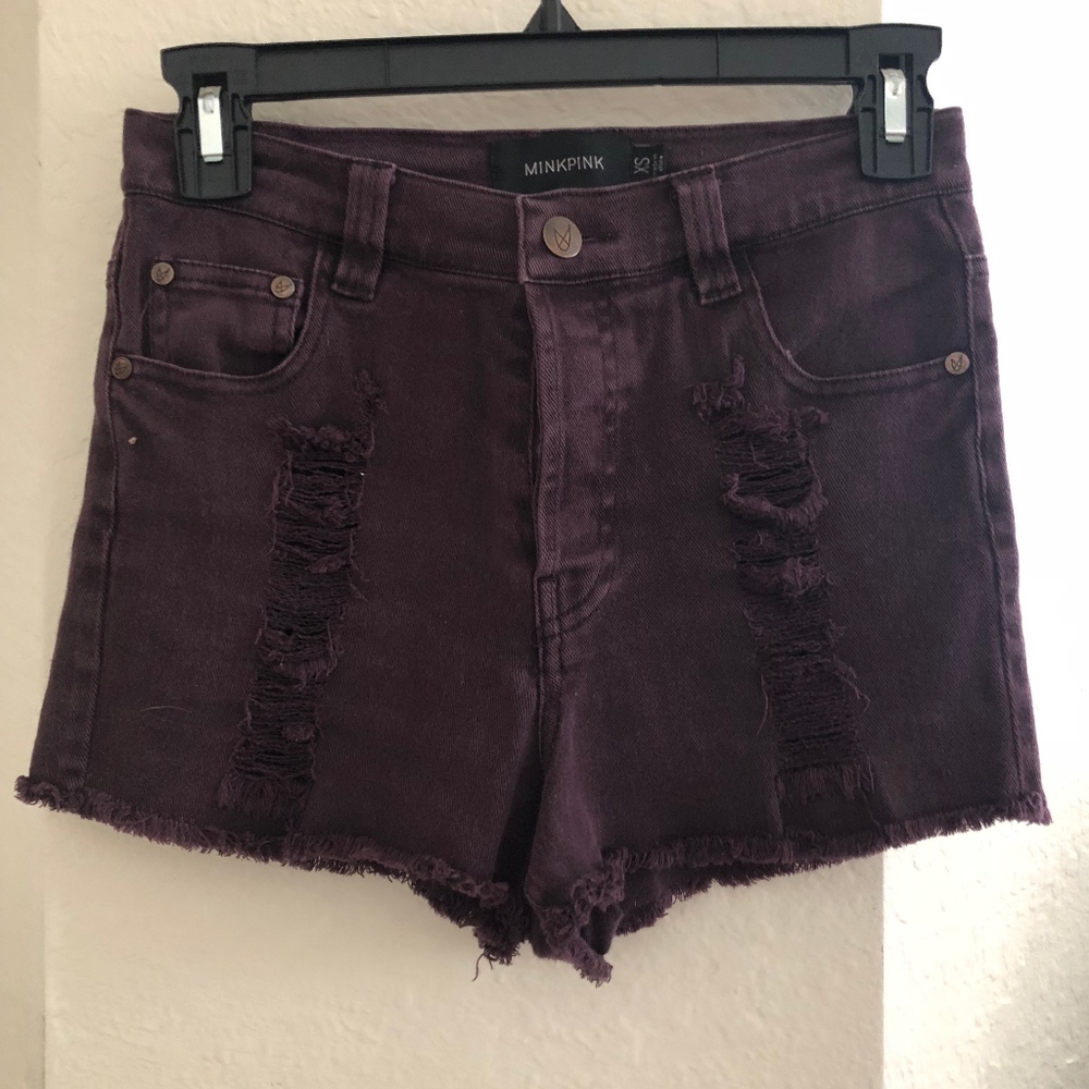 MINKPINK Distressed high-waisted shorts